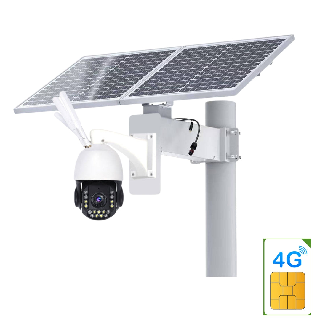 Solar powered wireless security camera with solar panels and WiFi
