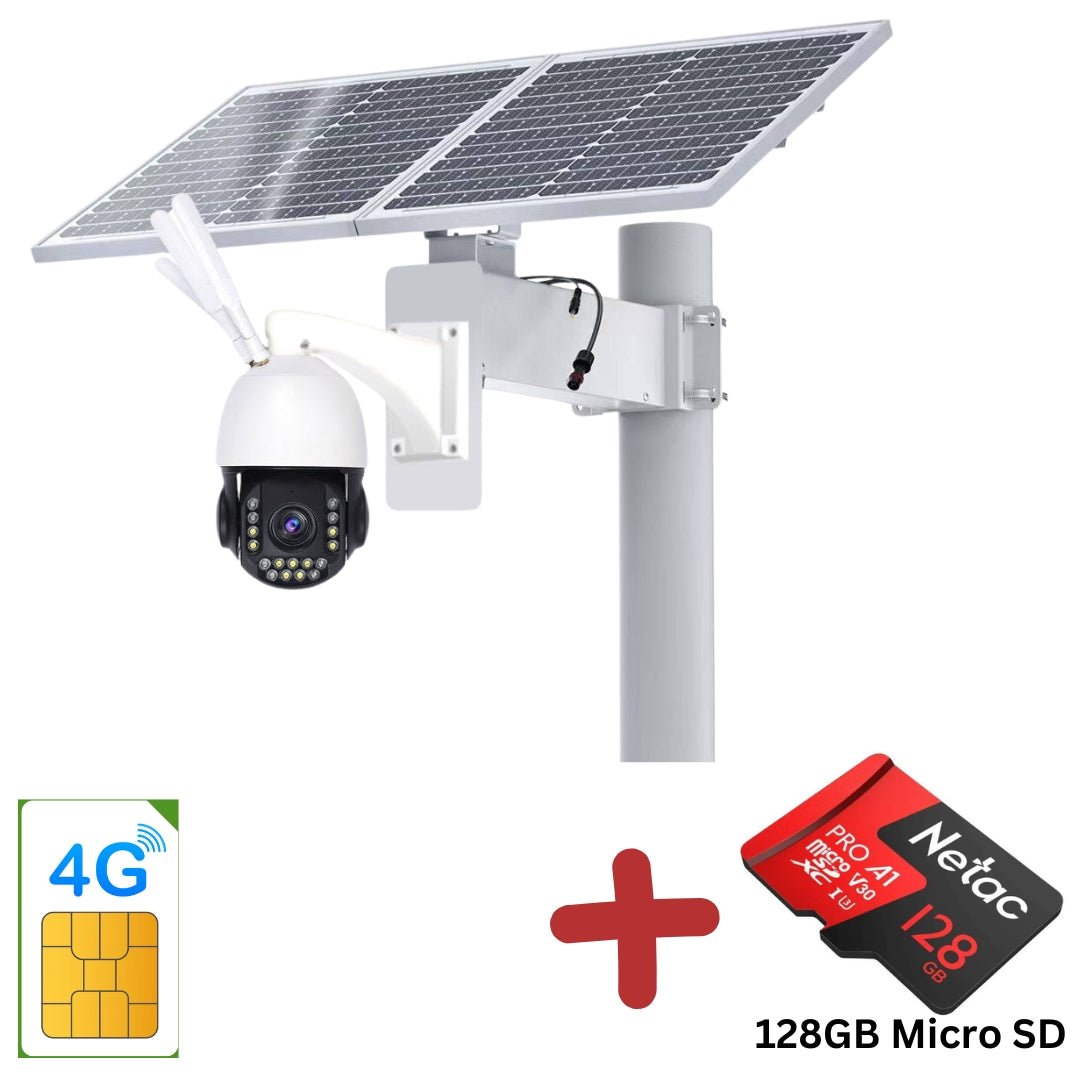 Solar powered wireless security camera with solar panels and WiFi