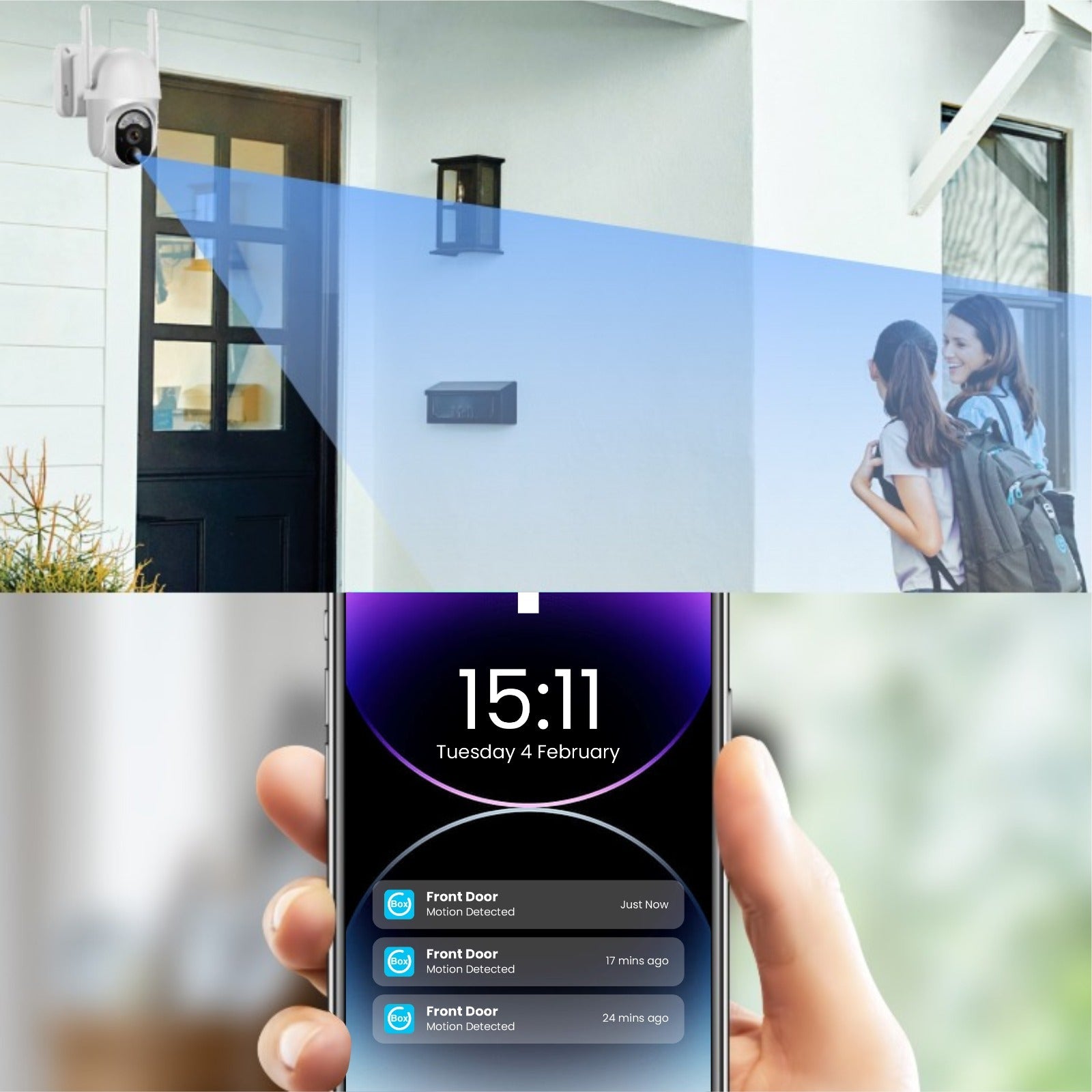Solar powered wireless security camera with motion alerts for home surveillance