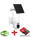 Solar powered WiFi security camera with solar panel and 128GB Micro SD.