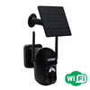 Black solar powered wireless security camera with WiFi 