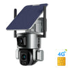 4G solar powered wireless security camera with solar panel.
